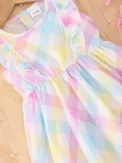 Summer Flying Sleeveless Pink Blue Plaid Full Print Dress Version Slim And Simple For Baby Girls Outdoor Travel Holiday Dress - Image 5