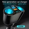 Car Cigarette Lighter 12V-24V Socket Splitter Blue Atmosphere Light PD QC3.0 2 USB Charger C Ports For Mobile Phone DVR Chargers - Image 4