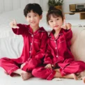 Satin Silk Pajama Sets for Kids Boys Girl Long SLeeved Pijamas Children Silky Loungewear Teen Girl Pjs 2 to 4 6 8 10 12 14 Years - Image 5
