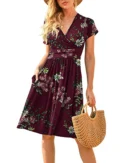 Spring/Summer New Women's Long Skirt V-neck Short Sleeve Pocket Printed Loose Dress in Europe and America - Image 6
