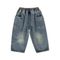 Childrens Spring and Autumn New Casual Pants for Small and Medium Sized Children Side Pocket Grinding White Boys Jeans - Image 5