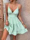 Elegant casual women's dress halter halter ruffled woven sexy women's dress - - Image 6
