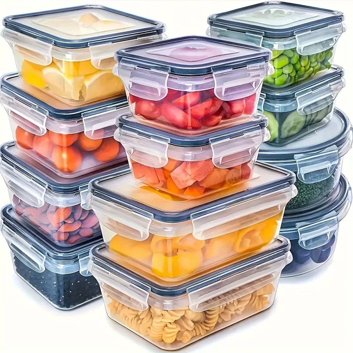 12pcs multifunctional food plastic storage boxes with lid picnic lunch box suitable for kitchen organization school storage - Image 1