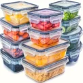 12pcs multifunctional food plastic storage boxes with lid picnic lunch box suitable for kitchen organization school storage