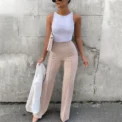Women's Slim Bell-Bottoms Trousers Trendy Spring Autumn Pants Office Lady Solid Color Flared Trousers - Image 5