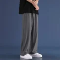 New Casual Men's Pants Draped Straight-Leg Loose-Fit Wide-Leg Trousers Sweatpants Summer Style For Male Youth - - Image 2