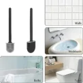 Silicone Toilet Brush Cleaning Brush Flat Head Flexible Wall Mounted Black Toilet Bowl Cleaner Brush Holder Set for WC Bathroom - Image 4