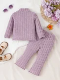 Girl baby Set Half High Collar Solid Color Small Flower Tops +Pants Fashion 2pcs/Set 0-3 Years Cute Girl baby Spring Autumn Set - Image 2