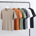New Style Heavy Cotton Short Sleeve T-Shirt Men Women Summer Loose Fit Base Layer Top Half Sleeve Solid Color T-Shirt Trendy