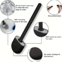 Silicone Toilet Brush Cleaning Brush Flat Head Flexible Wall Mounted Black Toilet Bowl Cleaner Brush Holder Set for WC Bathroom - Image 5