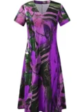 Plus Size 2025 Summer New Women's V-neck Short Sleeve Printed Pattern Casual Loose Short Sleeve Pullover Dresses - Image 6