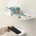 1pc Foldable Wall-mounted Shelf, For Bathroom, Toilet, Kitchen, Bedside, No Drilling Phone Storage, Wifi Router Storage - Image 3