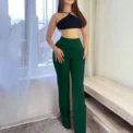 Women's Slim Bell-Bottoms Trousers Trendy Spring Autumn Pants Office Lady Solid Color Flared Trousers - Image 4
