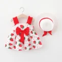 Summer New Girls' Dress Baby Girl Dress Korean Version Floral Dress Baby Stylish Cotton Dress Bow Tie Hat Included - Image 2