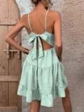 Elegant casual women's dress halter halter ruffled woven sexy women's dress - - Image 2
