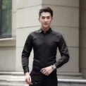 Men's Long Sleeve White Shirt Slimming Solid Color Professional Business Casual Workwear Top Slim Fit Casual Shirt - Image 4