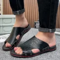 YRZL Men's Slippers Fashionable Sandals Home Shoes Non-slip Flats Slides Sandal for Men Leather Slipper Male Indoor Flip Flops - Image 6