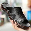 New Summer Slippers Men Sandals Soft Outdoor Slides High Quality Genuine Leather Comfortable Beach Sandals Outdoor Men Shoes - Image 2