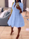Plus Size 2025 Spring and Summer New Women's Loose Casual Button Dress Flip Lapel Pleated Dresses