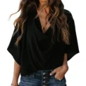 Jocoo Jolee Women Pullover Elegant Blouse Chiffon Flare Sleeve V-Neck Solid Pleated Loose Summer Office Lady Casual Basic Shirt - Image 4