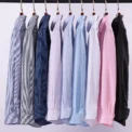 Men Formal Shirt Long Sleeve Office Solid Color Striped Anti-Wrinkle Non-ironing Fashion Business Pocket White Social Shirt 4XL - Image 2