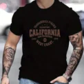 Men's casual top comfortable sports T-shirt with California West Coast men's fashion print round neck short sleeved T-shirt - - Image 2