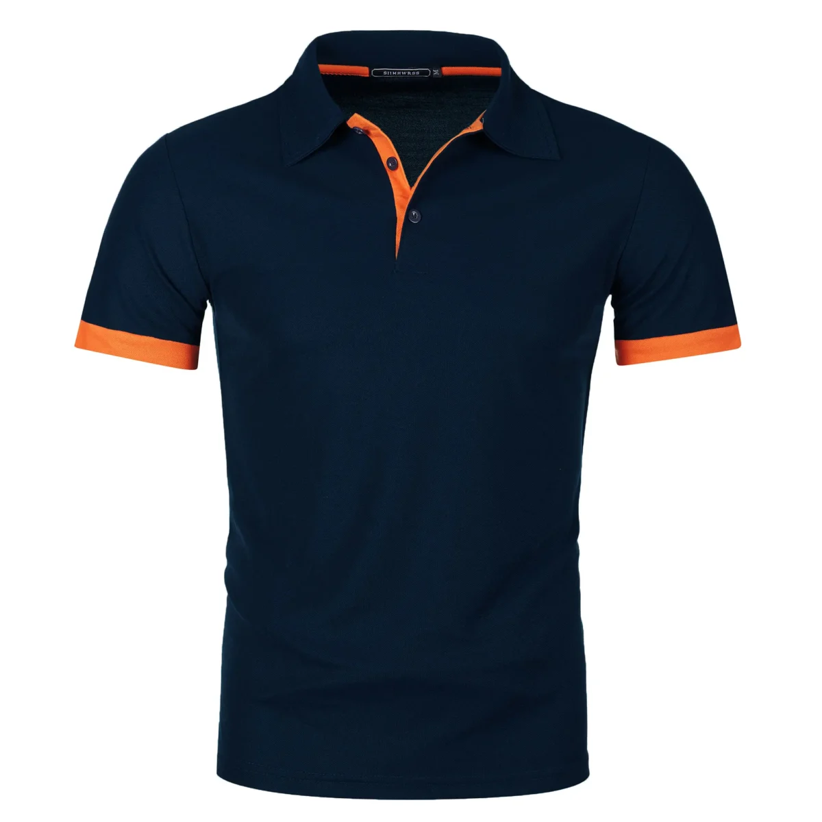 Men's short sleeve color matching fashion with men's lapel short sleeve - Image 2
