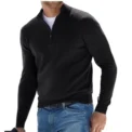 Autumn Men's Sweatwear Warm Pullover Solid Color Half Zipper Casual Sweater Slim V-neck Long Sleeve Men's Sweatshirts Winter Top - Image 2