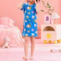 Summer Children's Sweet And Lovely Princess Wind Dress Fun Printed Round Neck And Knee Skirt Girl Home Skirt Joker Student Skirt - Image 6