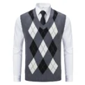 Mens Soft Sweater Vest Spring Autumn Sleeveless Knitted Pullover Husband Dad Fashion Knitted Vests Black Grey Plaid S-2XL - Image 2