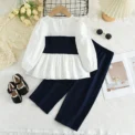 Bear Leader Autumn Long Sleeved Color Blocked T-shirt Top+Pants 2Pcs Korean Version Plain Girls Suit Casual Kids - Image 2