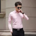 Men's Long Sleeve White Shirt Slimming Solid Color Professional Business Casual Workwear Top Slim Fit Casual Shirt - Image 2