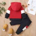 PatPat 2pcs Baby Color Block Long-sleeve Hoodie and Trousers Set Soft and Comfortable Perfect for Outings and Daily Wear - Image 3