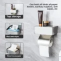 Exclusive Stainless Steel Bathroom Tissue Box Holder Wall Mounted Paper Roll Stand Toilet Paper Box Storage Rack - Image 3