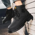 Men's high top boots four season outdoor work shoes anti slip and comfortable yellow boots fashion British casual leather boots - Image 6
