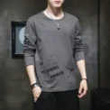 Men's Long Sleeve Pure Cotton T-Shirt Plus Size Autumn Collection Crew Neck Top Base Layer Inner Wear Outerwear - Image 3