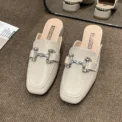 Women Pumps Shallow Shoes 2025 Footwear Heels Fashion Metal Buckle Strap Ladies Thick Heels Shoes Leather casual sandals - Image 4