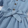 Summer Toddler Baby Girl Fashion Dress Bubble Sleeve Lapel Jeans Casual Dresses Birthday Party Costumes for Kid Girls 1-3 Years - Image 4