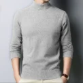 New Autumn/Winter Mock Neck Sweater Men Solid Color Pullovers Man Half Turtleneck Knitwear Fashion  Casual Mens Clothing - Image 2