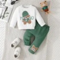 Terno For Kid 3-24Months Casual Cartoon Bear Long Sleeve tee and Navy Pants Outfit Toddler Infant Clothing Set Kids Wear - Image 5