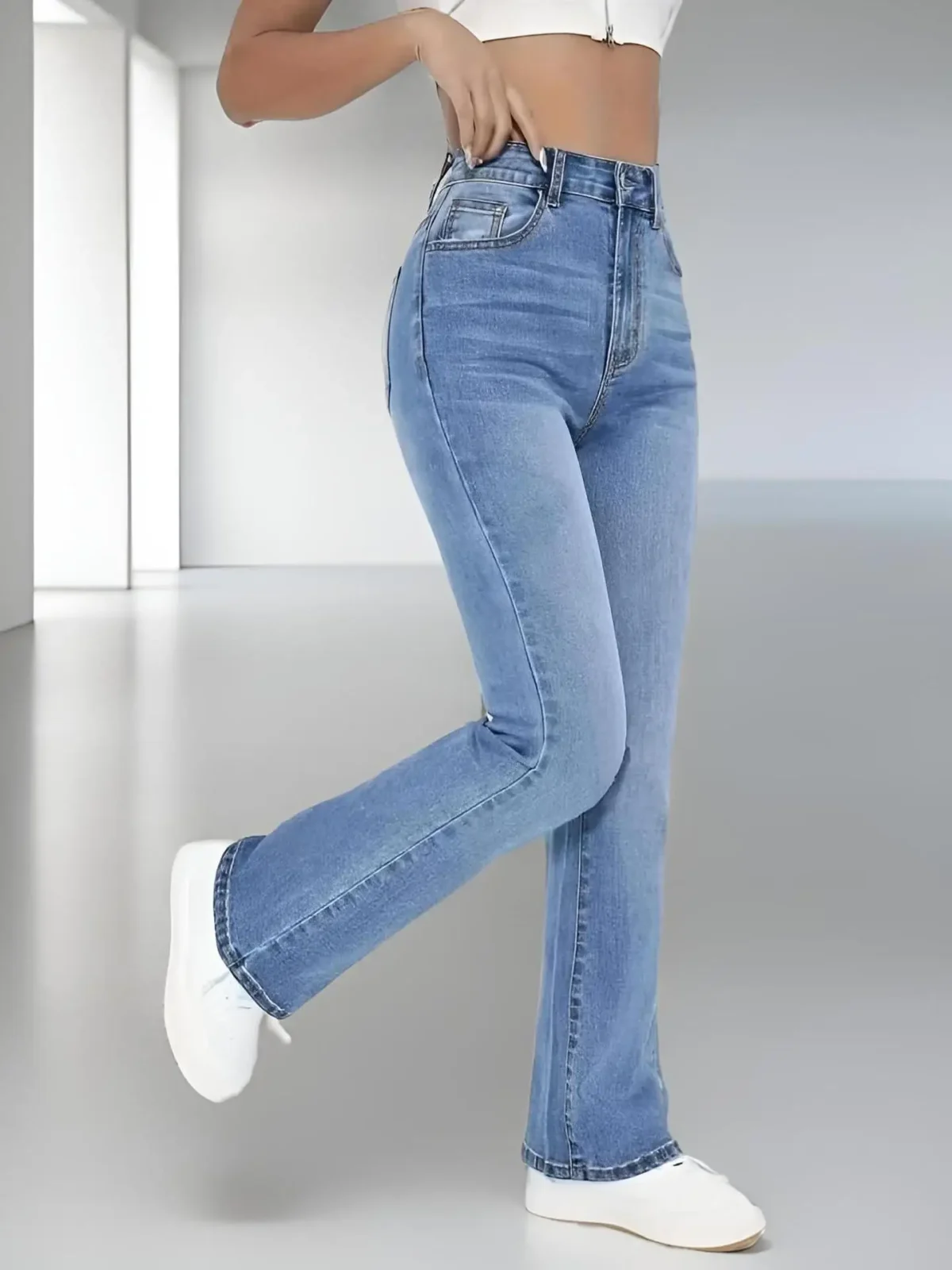 New women's hot jeans slimming  style casual versatile high waist washed Denim trousers for women - Image 1