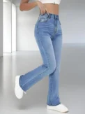 New women's hot jeans slimming  style casual versatile high waist washed Denim trousers for women