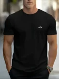 Fashionable casual men's solid color letter print pattern casual loose street fitness high quality versatile men's T-shirt 343 - Image 4