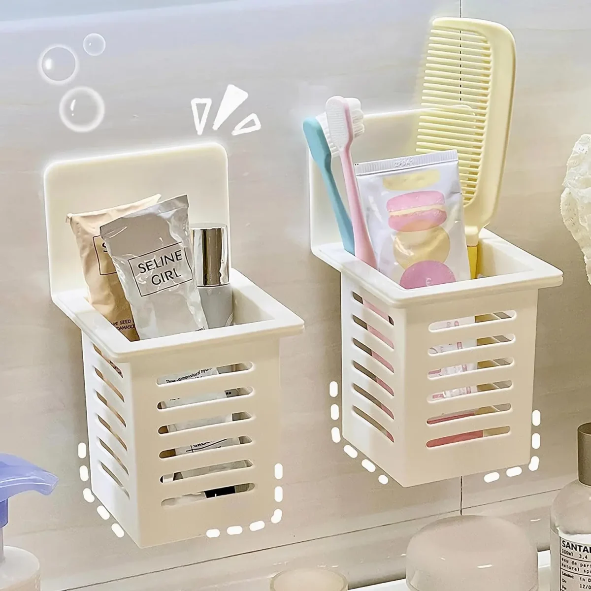 1PC Wall Mounted Toothbrush Holder Set for Bathroom. Spoons and Forks Holder for Kitchen- Space Saving Toothbrush Storage - Image 1