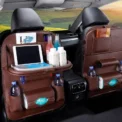 Car Seat Back Organizer with Foldable Table Tray  Leather Storage Organizer with Pockets Kick Mats Seat Interior Accessories - Image 2