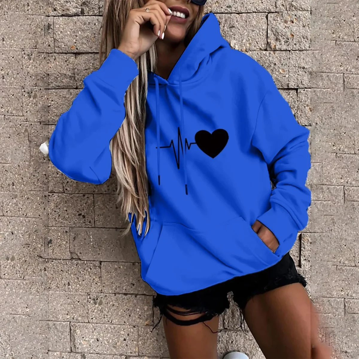 Women's Pullover Fashion Casual Fun Print Hooded Sweatshirt Loose Sports Tops Pullover - Image 6