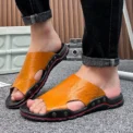 YRZL Men's Slippers Fashionable Sandals Home Shoes Non-slip Flats Slides Sandal for Men Leather Slipper Male Indoor Flip Flops