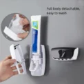 A Set Wall Mount Automatic Toothpaste Dispenser & Toothbrush Holder Set, Dust-proof Bathroom Accessories Squeezer - Image 3
