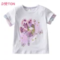Ruffled Short Sleeve Toddler Girls T-shirt Butterfly Elf Summer Children Tops Cartoon Kids T shirts Casual Baby New Tees