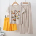3/2 Piece Children's Popular Science Car Printing Suit Boy Casual Short Sleeve Comfortable Shorts Girl Air Conditioning Pants